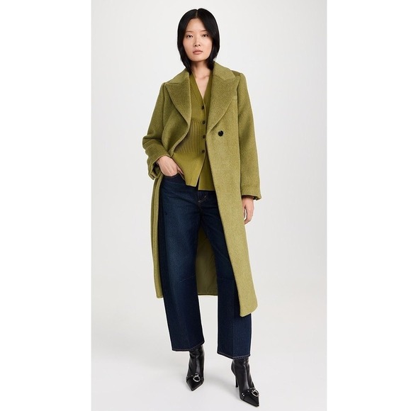 Aligne Stella Long Coat Olive size 4 EcoChic - Picture 2 of 12